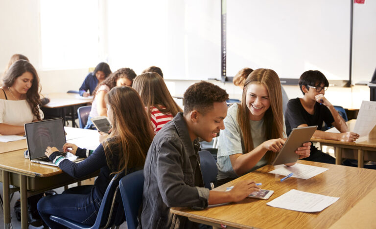 High school students in classroom