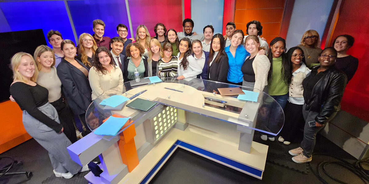 Journalism students during Election Night group shot