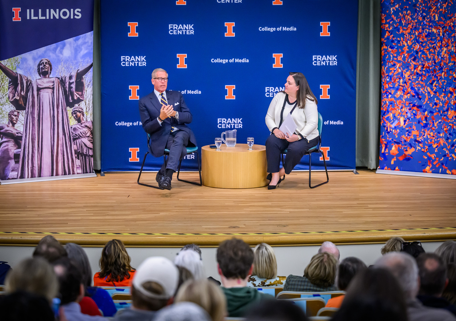 Brian Williams and Colleen King at Frank Center event