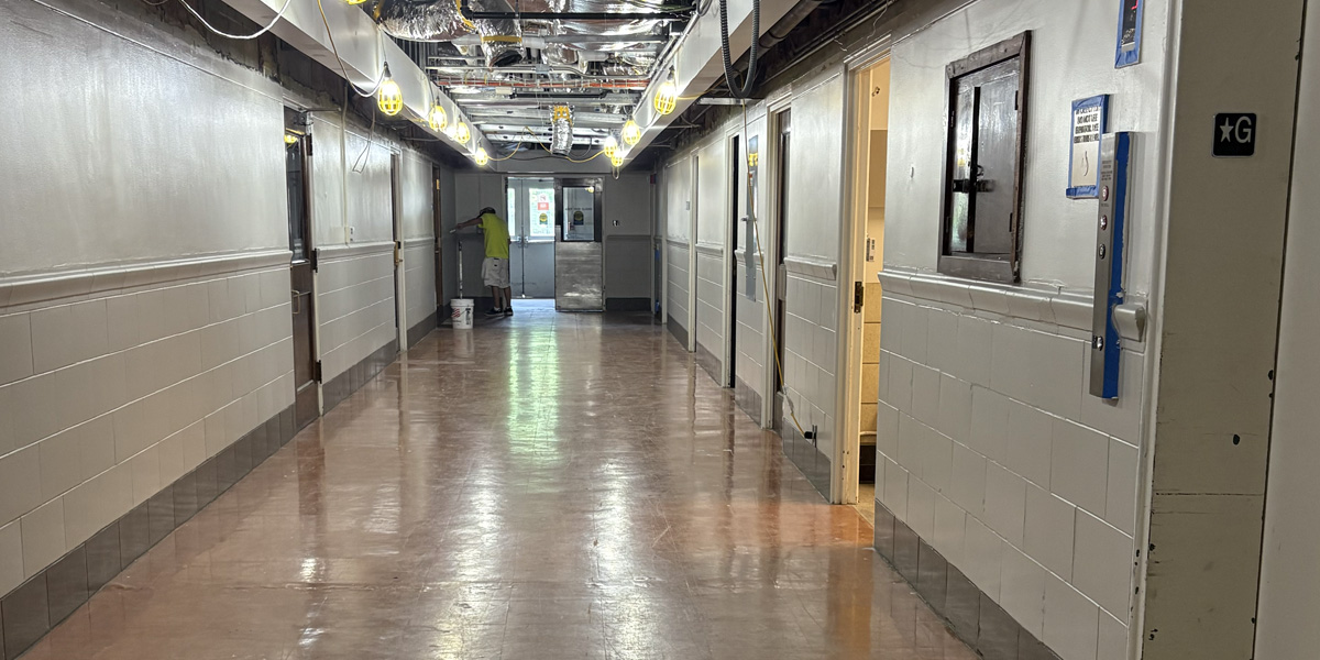 Gregory Hall lower level painting in hallways