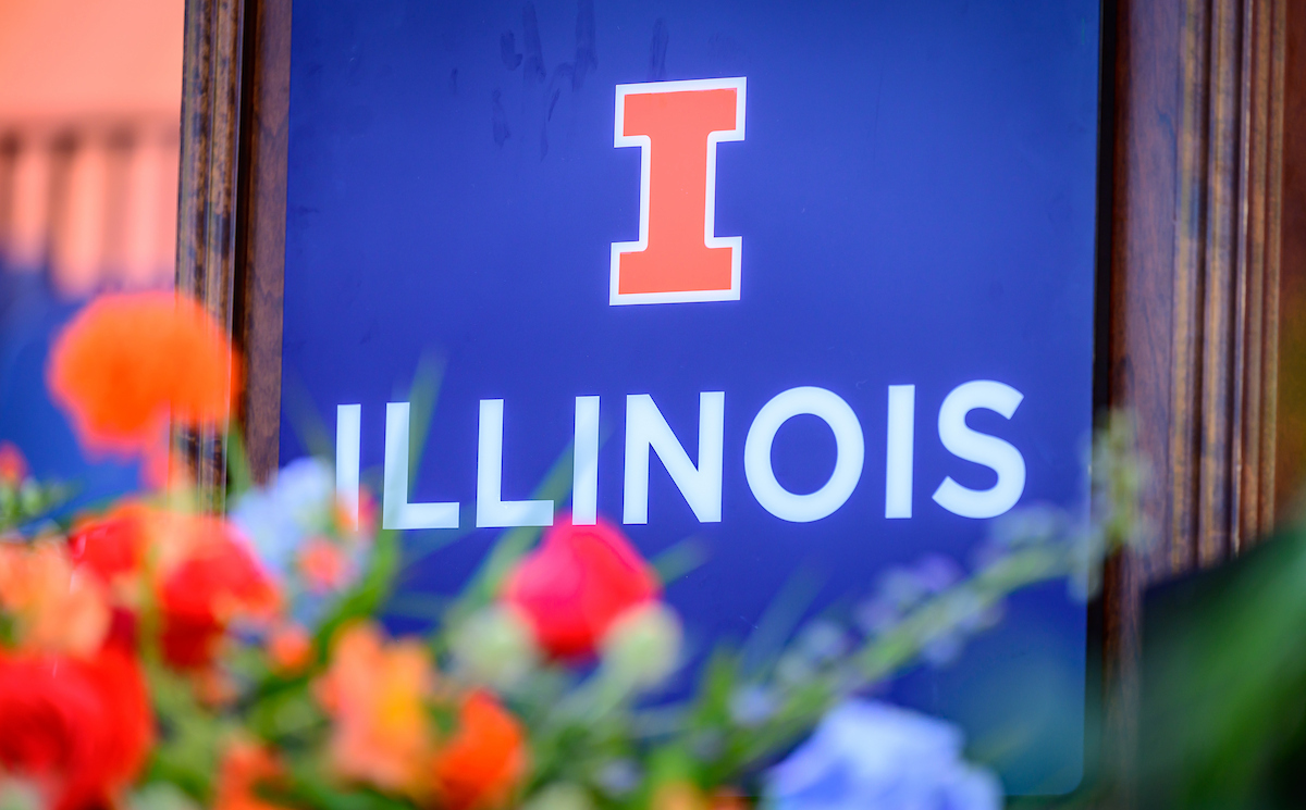 Illinois banner with flowers